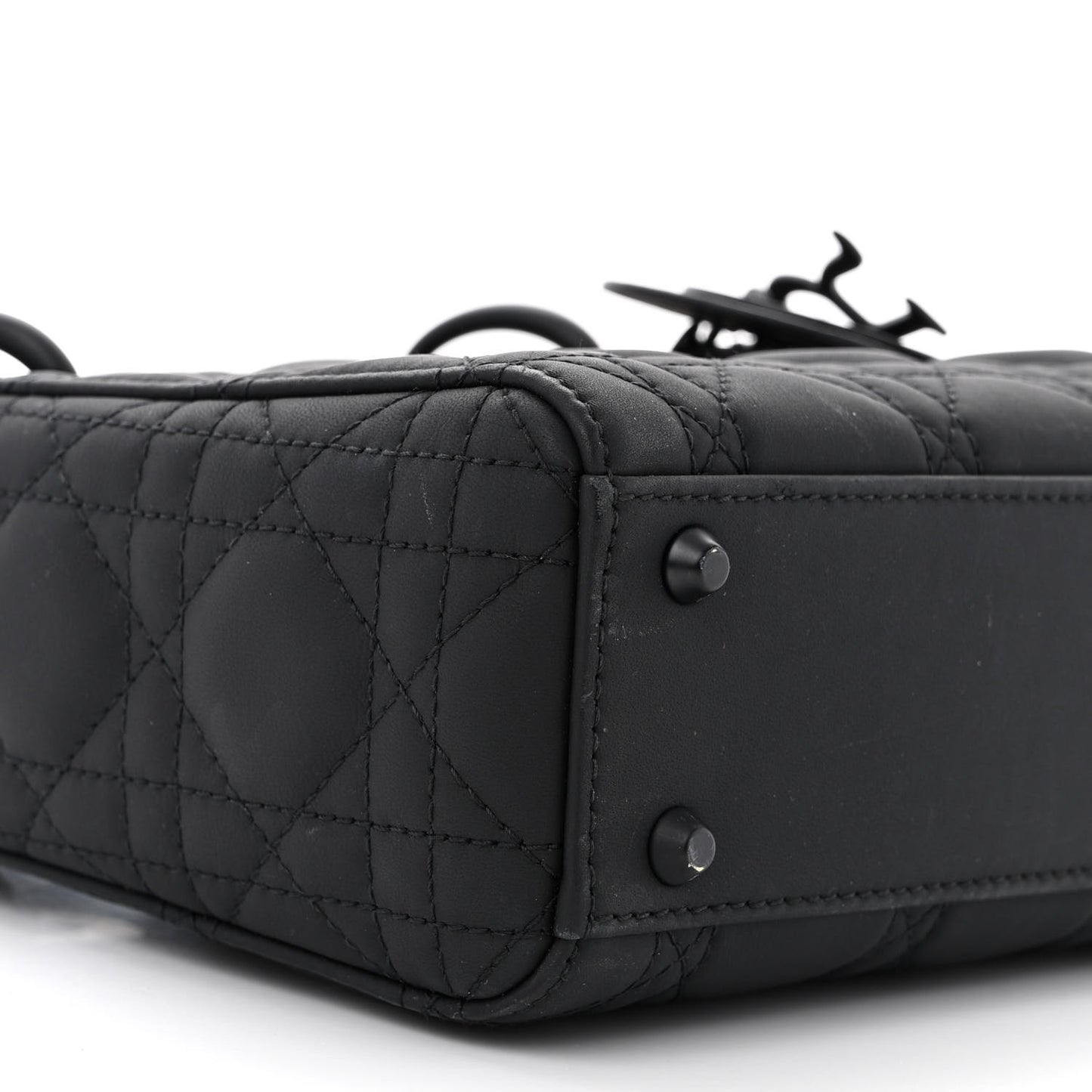 Ultra Matte Calfskin Cannage Mini Lady Dior Black