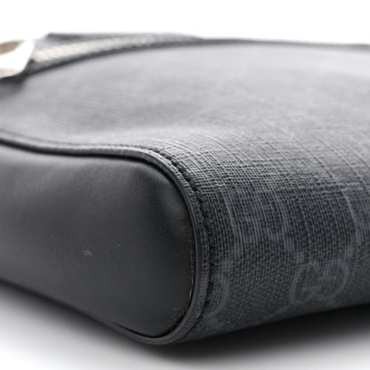 Gucci GG Supreme Monogram Web Small Flat Messenger Bag Black Grey 9 of 13