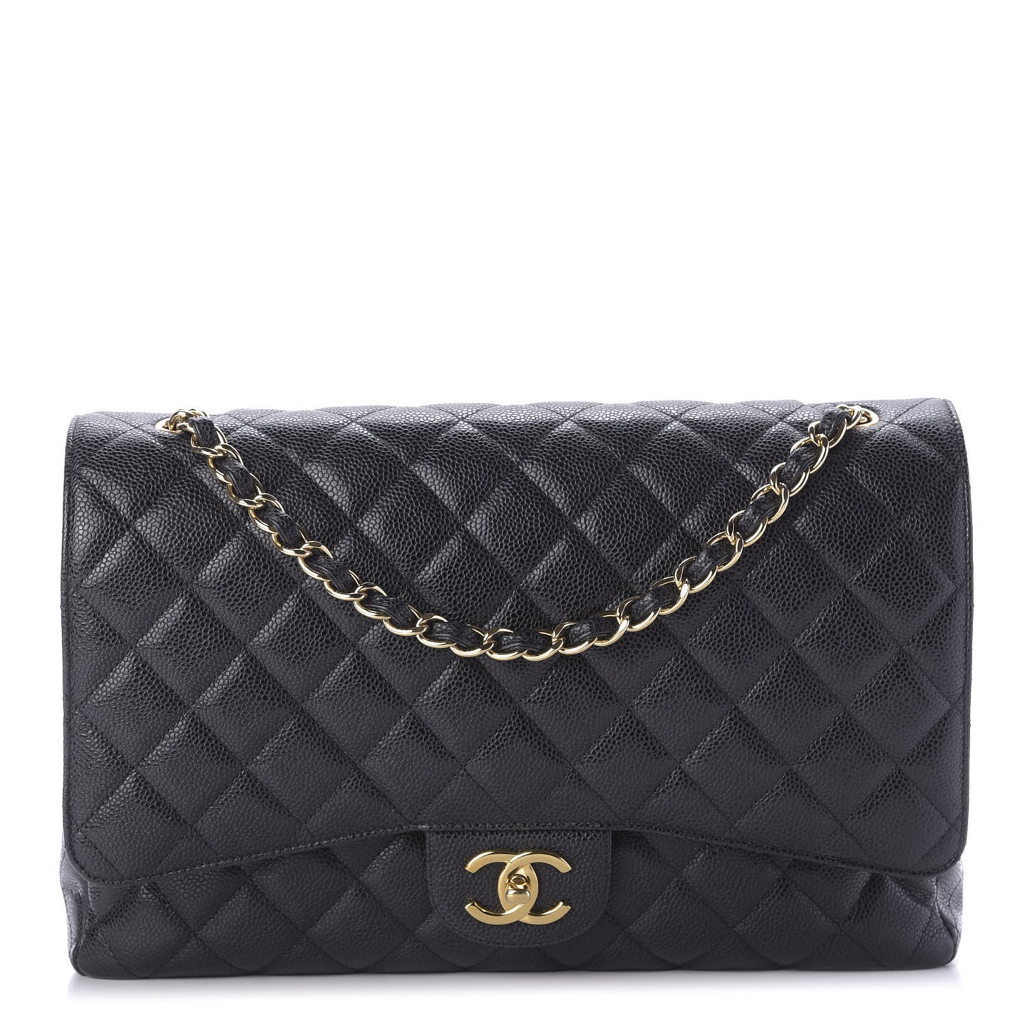 Caviar Quilted Maxi Double Flap Black