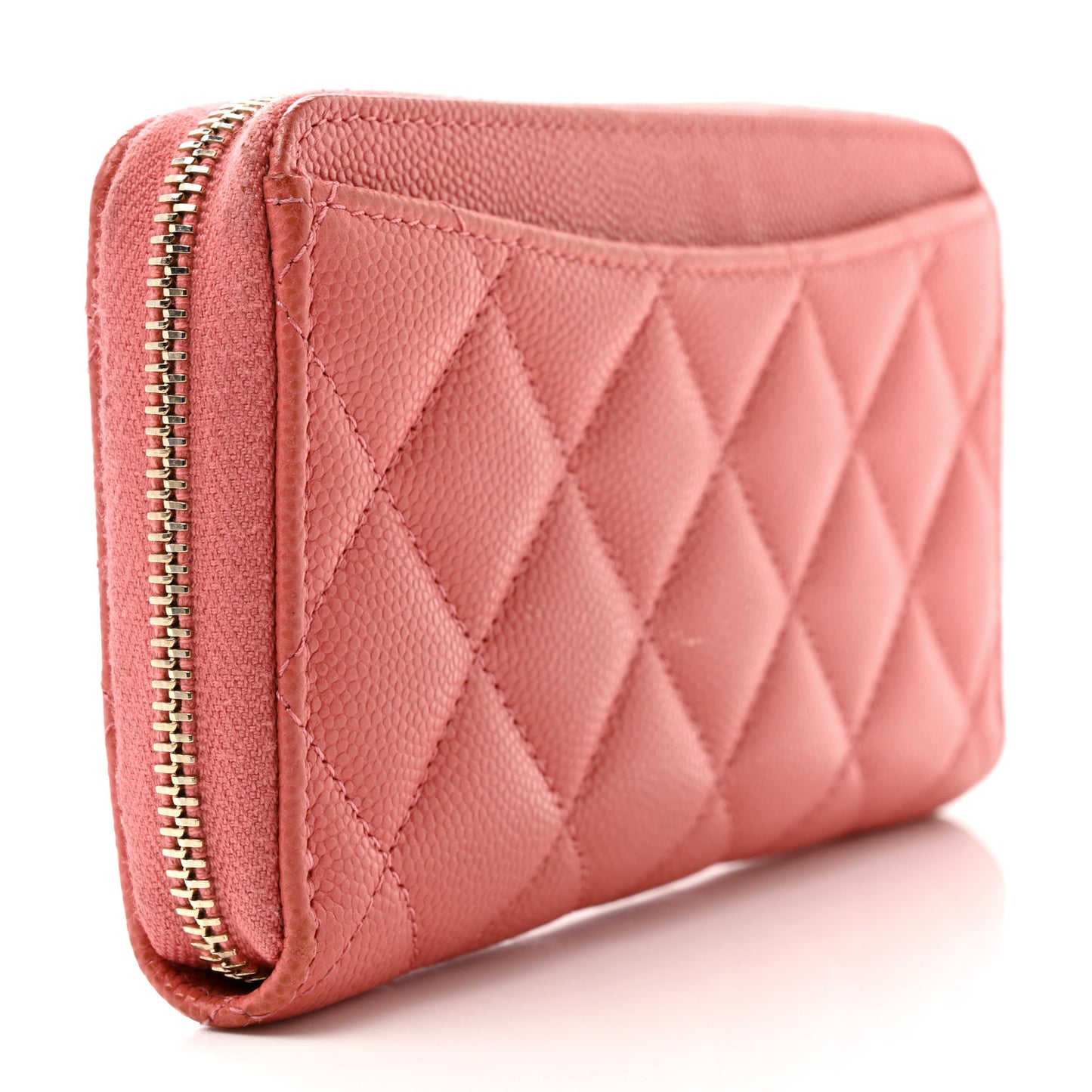 Caviar Quilted Medium Zip Around Wallet Dark Pink