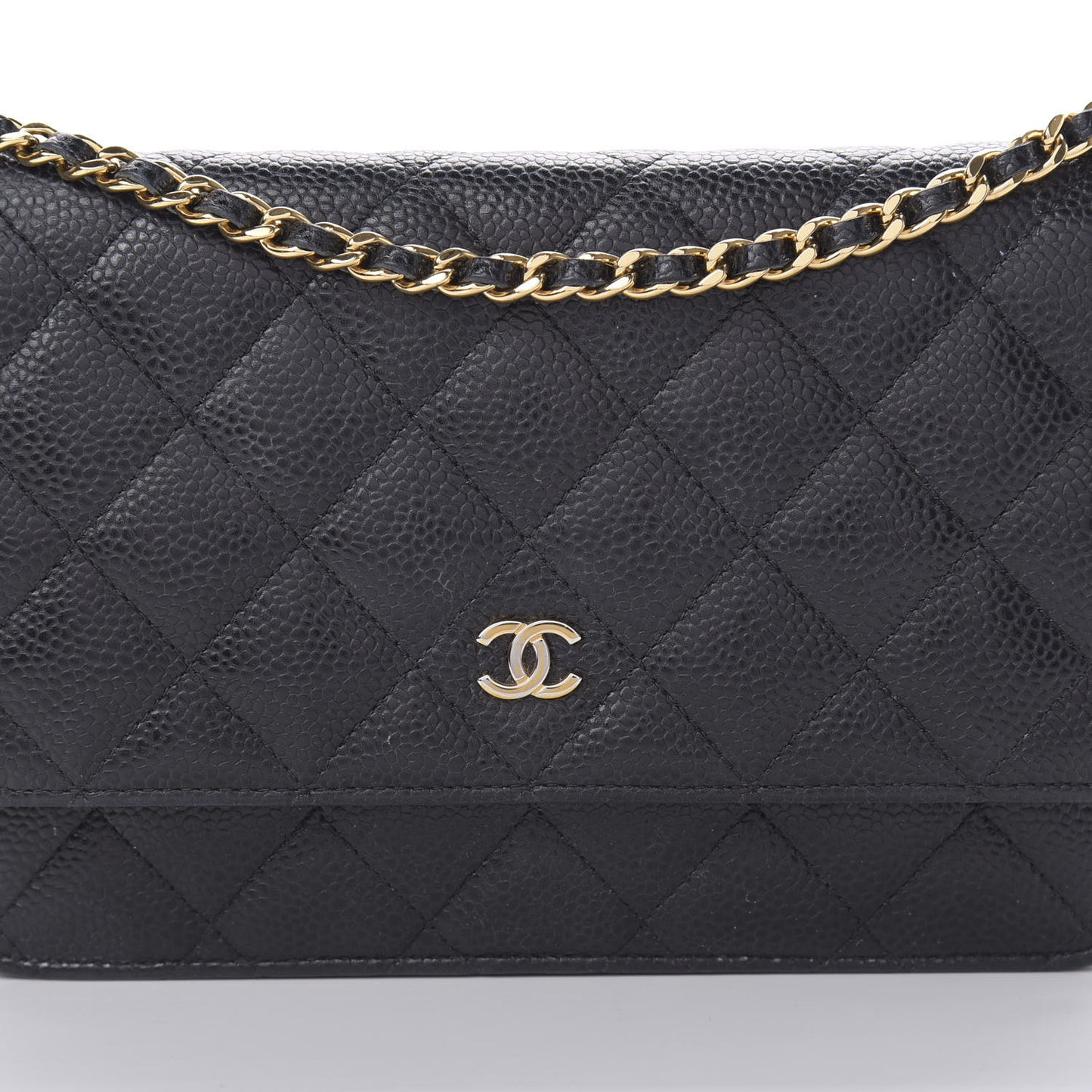 Caviar Quilted Wallet On Chain WOC Black