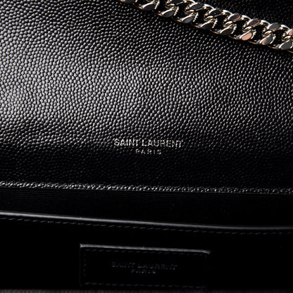 Saint Laurent Grain De Poudre Large Classic Monogram Kate Satchel Black 9 of 9