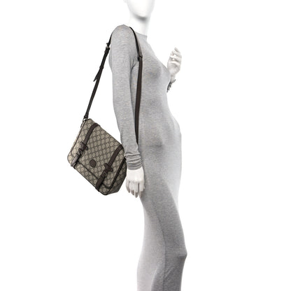 Gucci GG Supreme Monogram Textured Dollar Calfskin Retro Interlocking G Flap Messenger Bag Beige Ebony New Acero 2 of 10