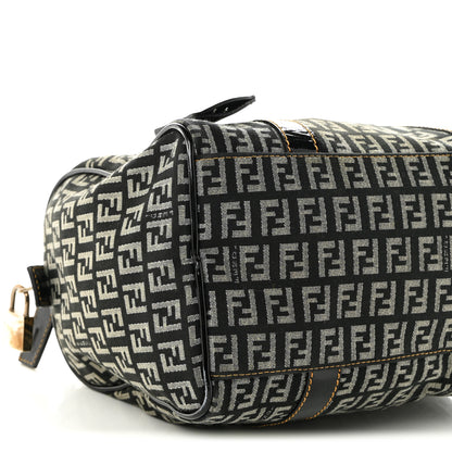 Fendi Zucchino Patent Small Forever Boston Black Panna 9 of 10