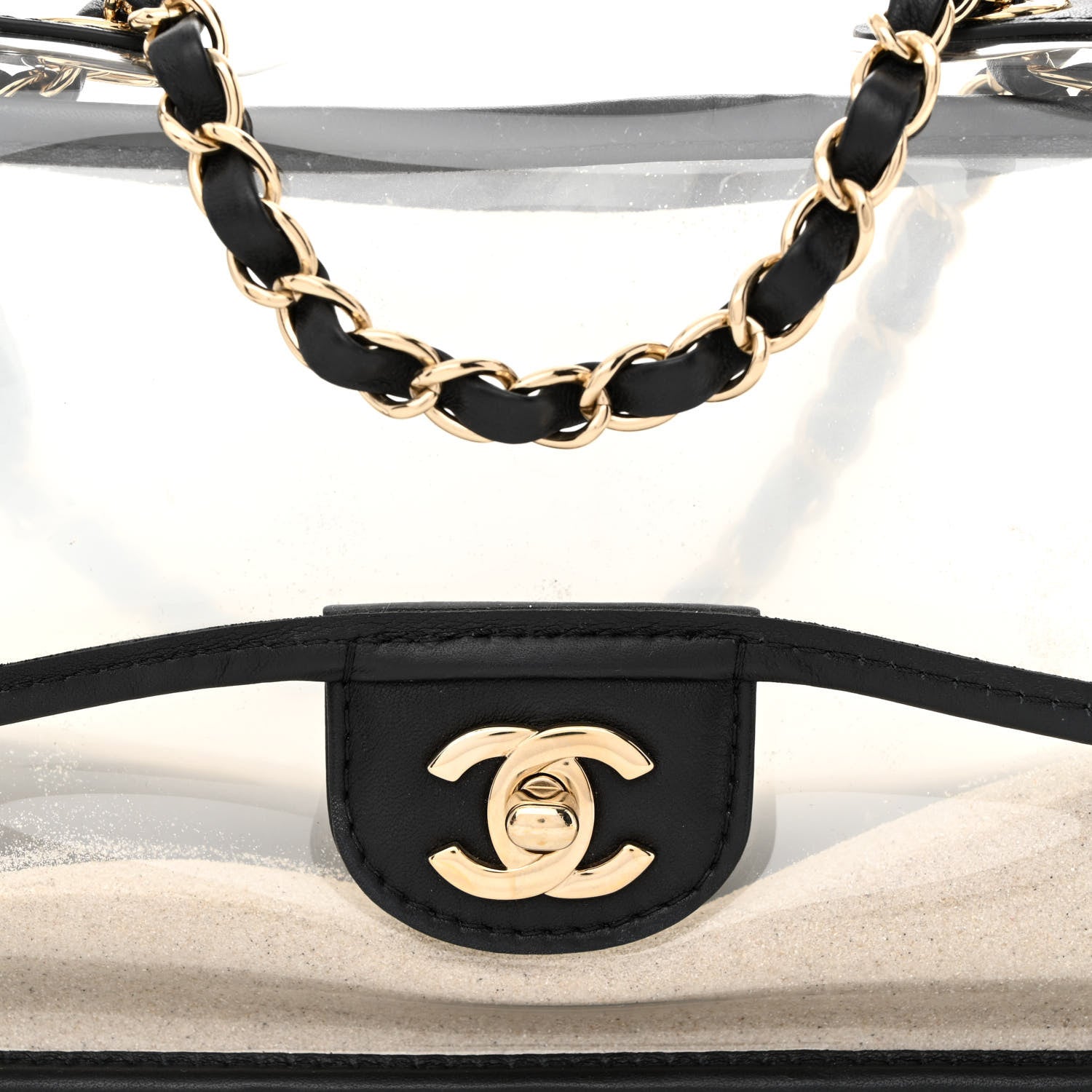 Chanel Lambskin PVC Sand By The Sea Flap With Pearl Strap Black 8 of 10