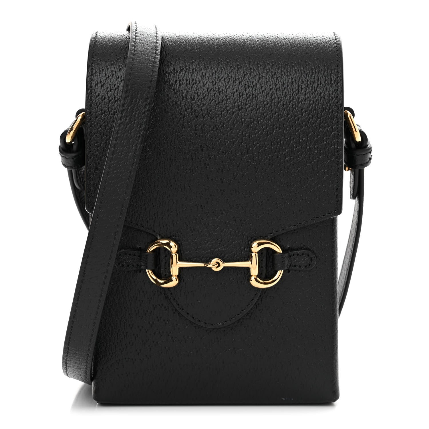 Gucci Dollar Calfskin Vertical Horsebit 1955 Crossbody Bag Black 1 of 12