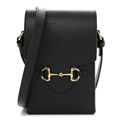 Gucci Dollar Calfskin Vertical Horsebit 1955 Crossbody Bag Black 1 of 12