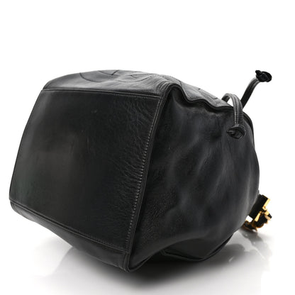 Chanel Lambskin CC Stitched Drawstring Bucket Bag Dark Brown 10 of 12