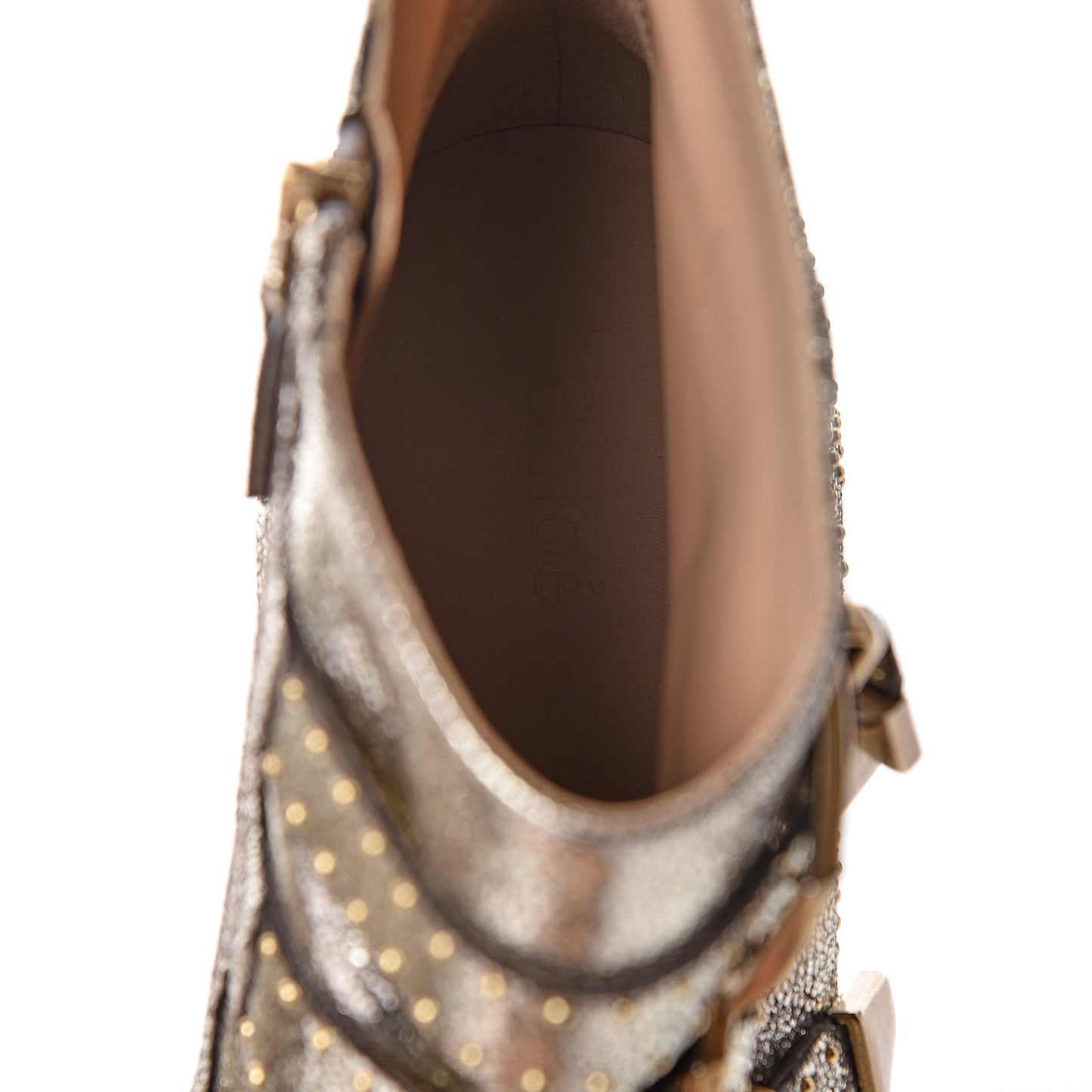 Metallic Nappa Sheepskin Studded Susanna Ankle Boots 38 Gold