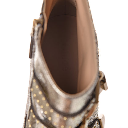 Chloe Metallic Nappa Sheepskin Studded Susanna Ankle Boots 38 Gold 5 of 8