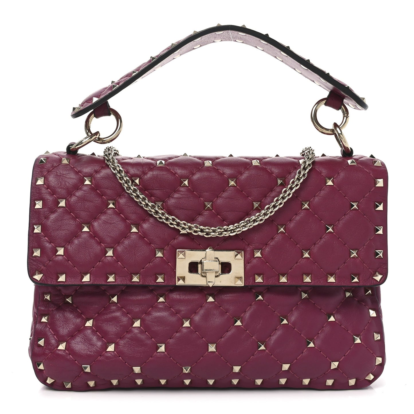 Nappa Medium Rockstud Spike Shoulder Bag Camelia