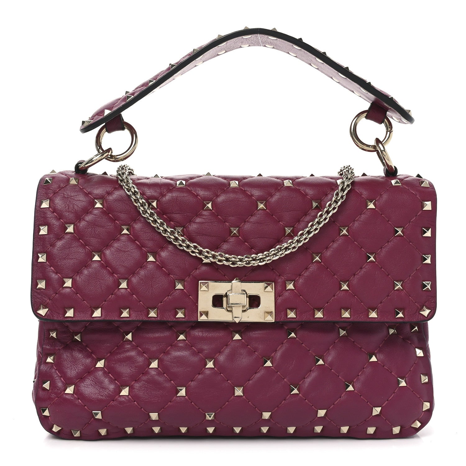 Valentino Garavani Nappa Medium Rockstud Spike Shoulder Bag Camelia 1 of 8