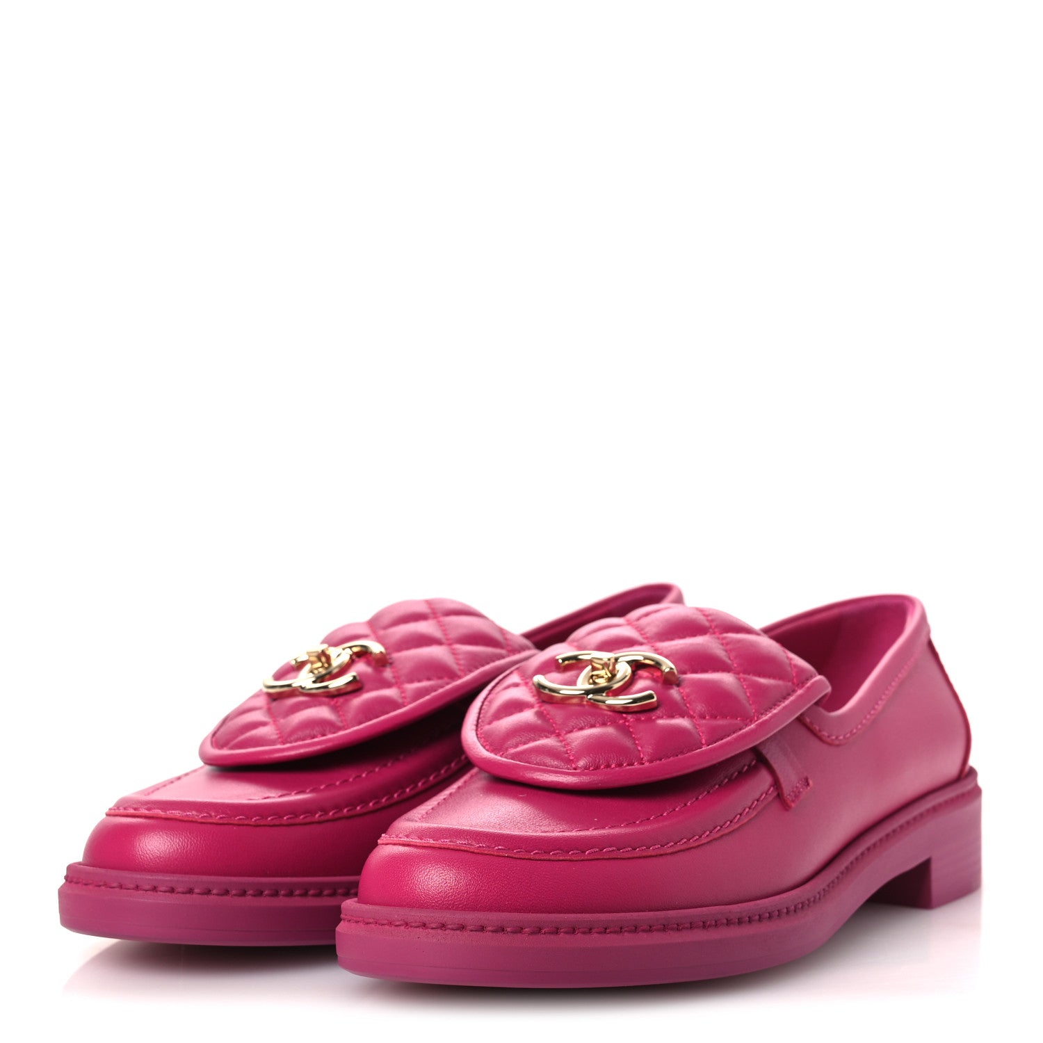 Chanel Lambskin Quilted CC Turnlock Loafers 39 Fuchsia 4 of 12