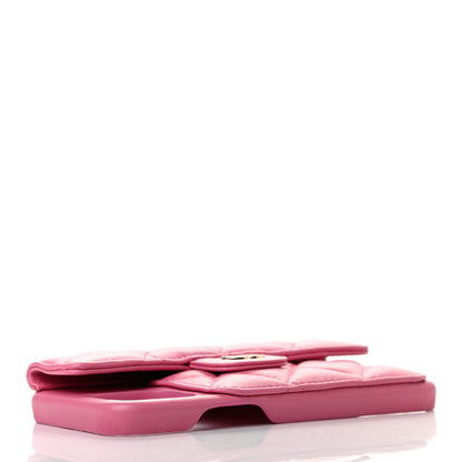 Chanel Lambskin Quilted Pearl Crush iPhone XII Pro Holder With Chain Pink 4 of 6