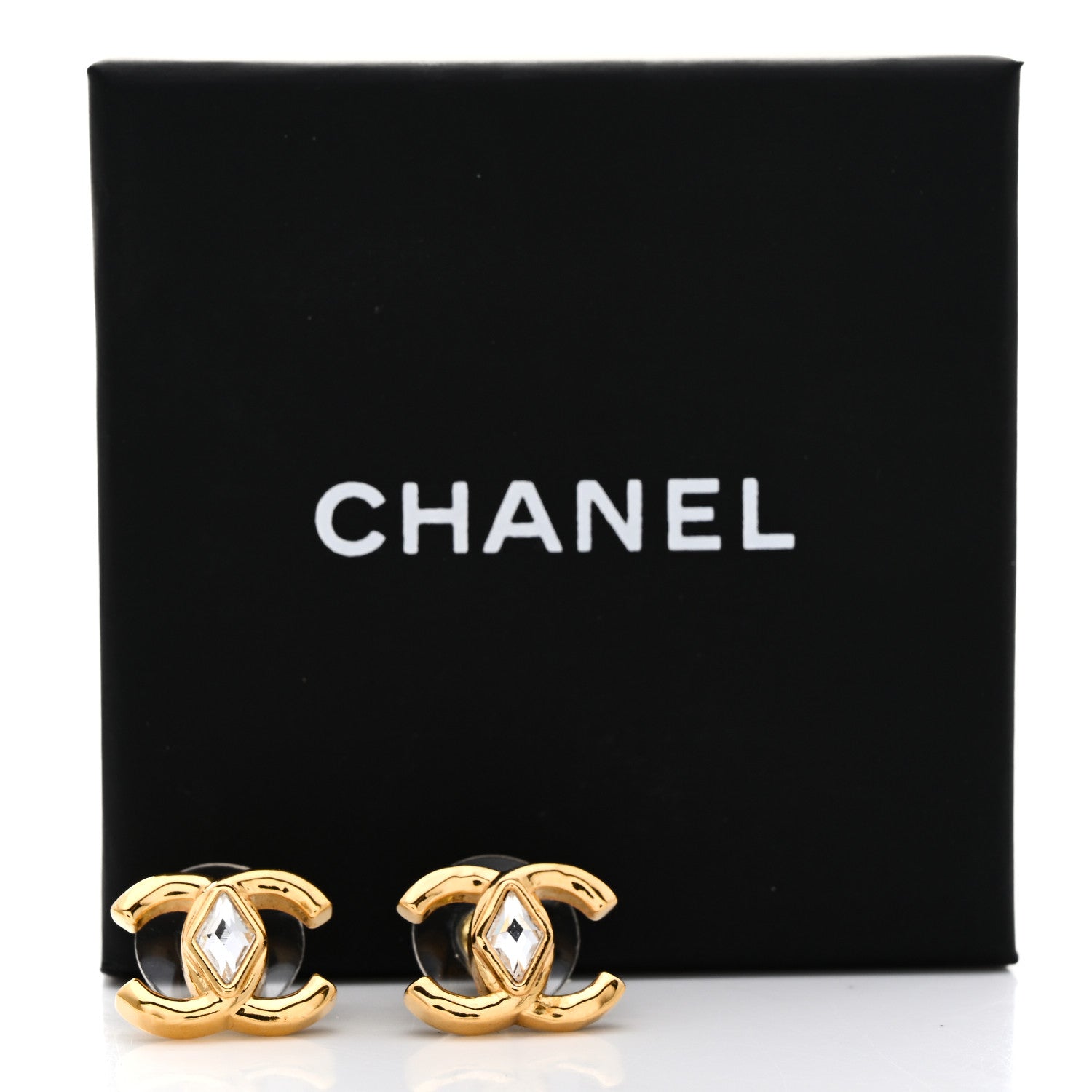 Chanel Metal Crystal CC Marquise Earrings Gold 5 of 5