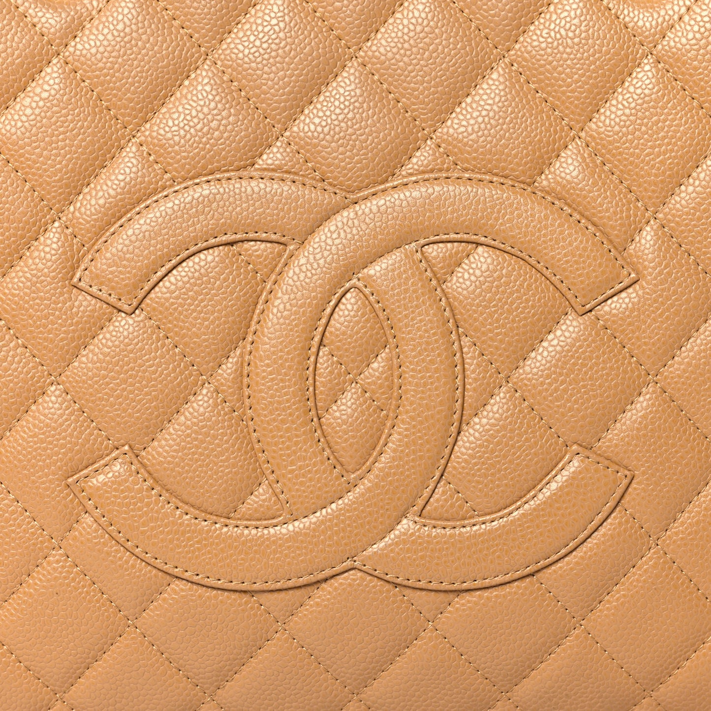 Caviar Quilted Grand Shopping Tote GST Dark Beige