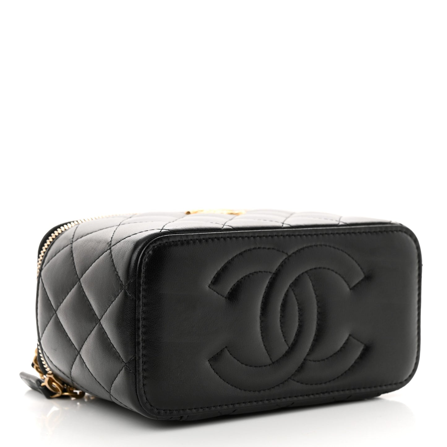 Lambskin Quilted Small CC Dynasty Vanity Case With Chain Black