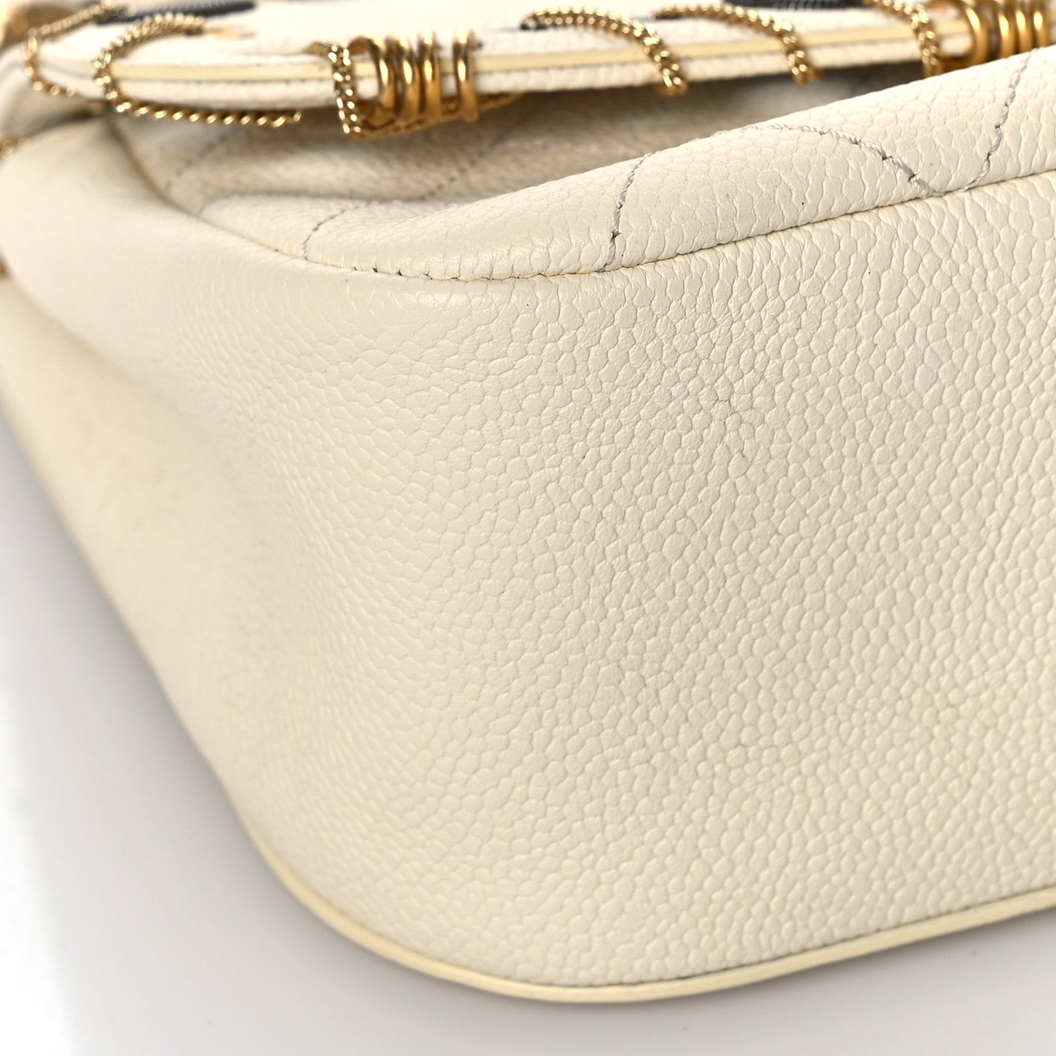 Chanel Caviar Quilted Grommet Embellished Small Piercing Chic Flap Bag Ivory 8 of 10