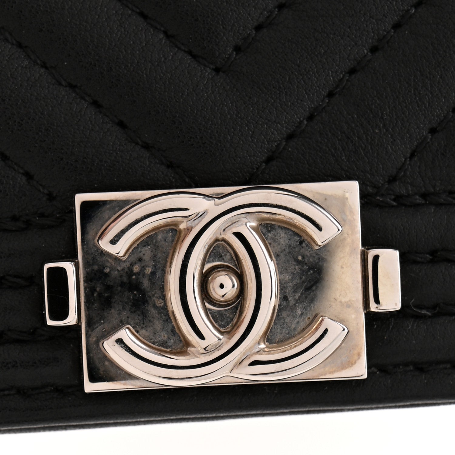 Chanel Calfskin Chevron Quilted Boy Yen Wallet Black 10 of 11
