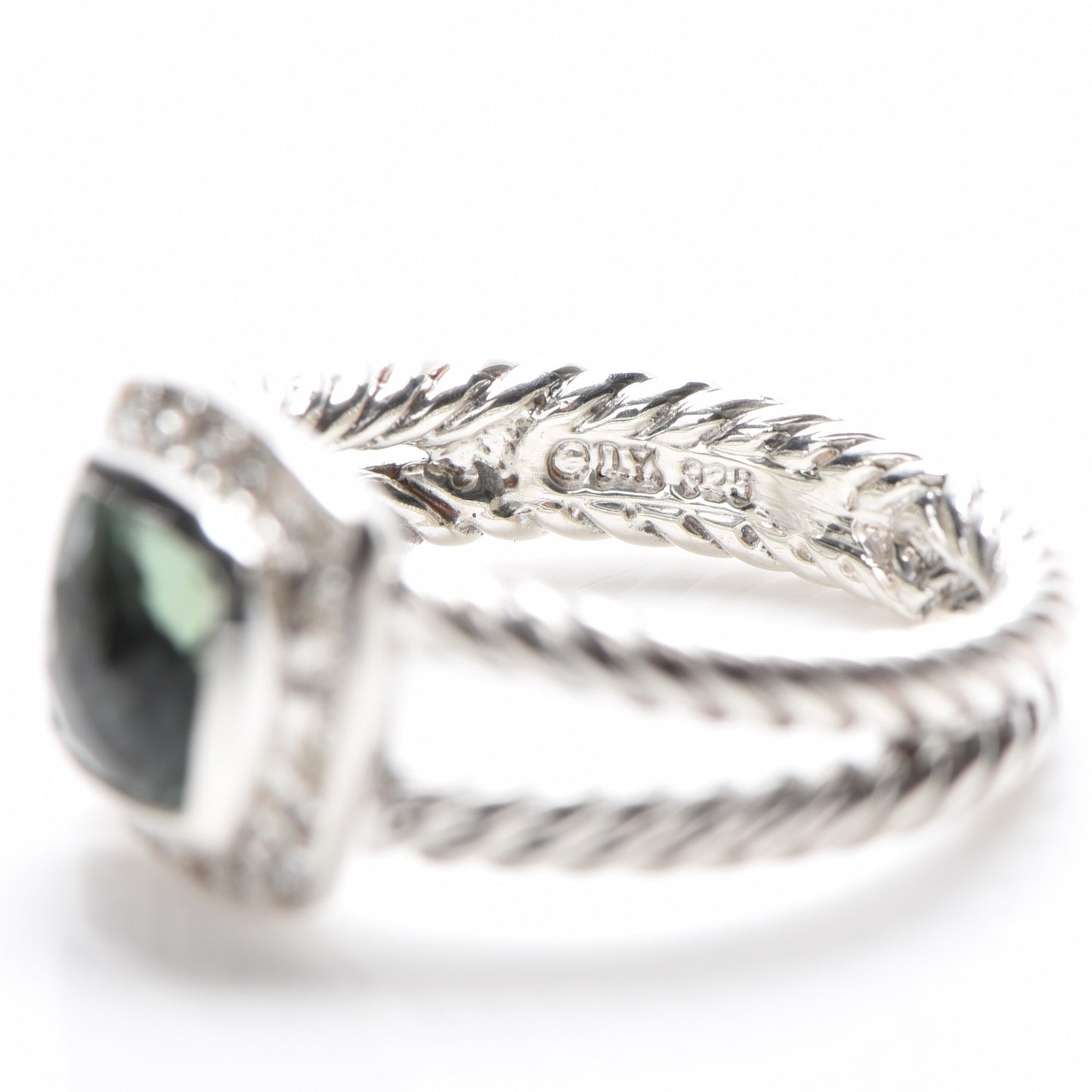 Sterling Silver Diamond Prasiolite 7mm Petite Albion Ring 53 6.5