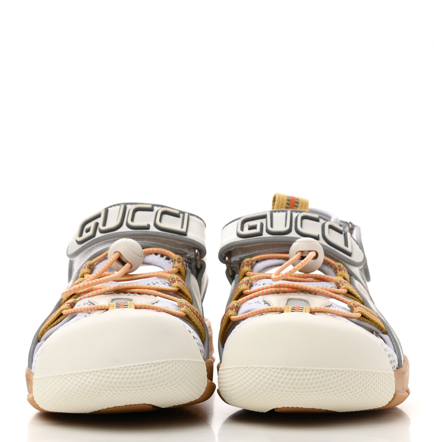 Gucci Mesh Fabric Tinsel Sport Sandals 37 White Silver 2 of 11