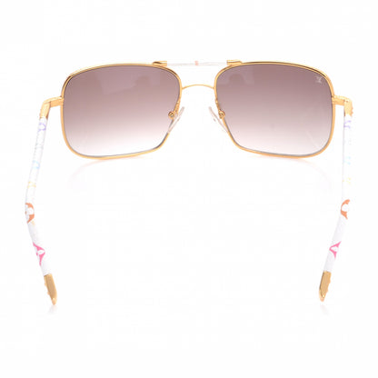 Louis Vuitton Monogram Multicolor Conspiration Pilote Aviator Sunglasses Gold 3 of 6