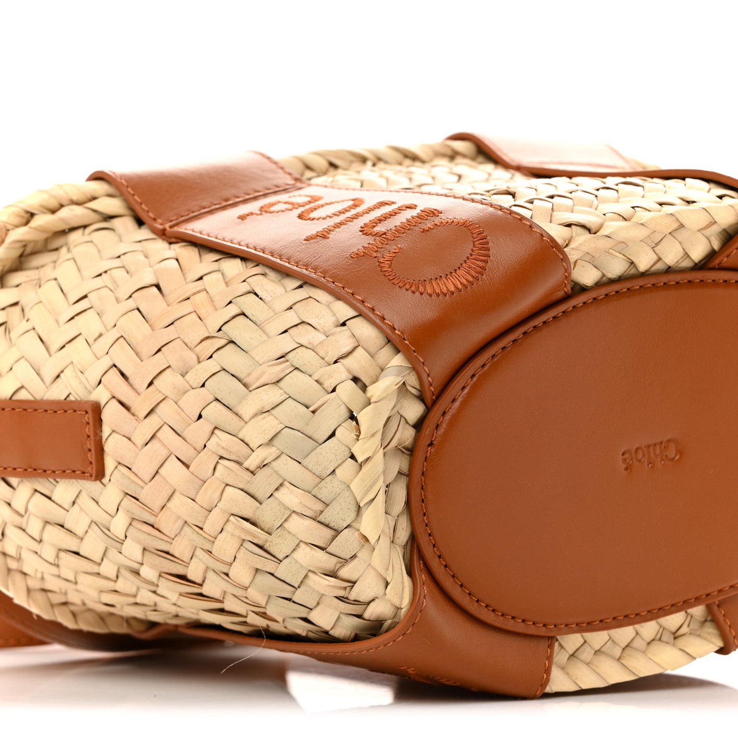 Raffia Smooth Calfskin Small Sense Basket Caramel