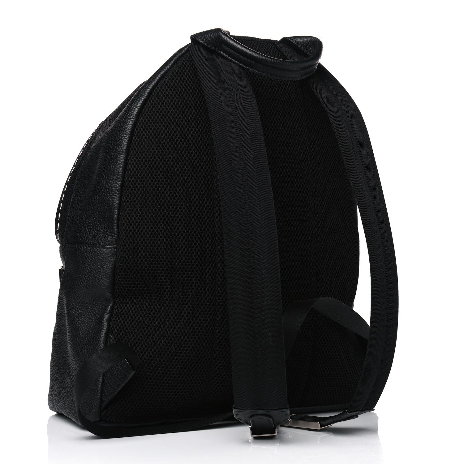 Fendi Cuoio Romano Selleria Monster Eyes Metal Stitch Backpack Black 2 of 8