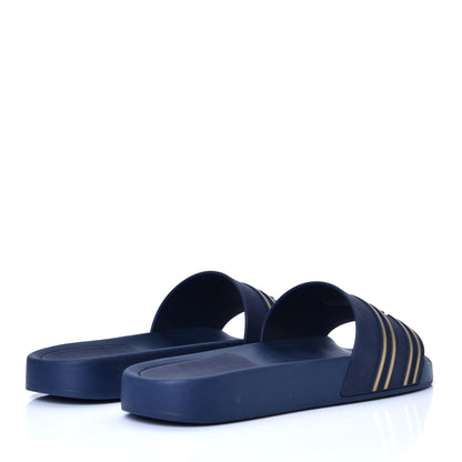 Chanel Rubber CC Flat Slide Sandals 39 Navy Gold 3 of 4