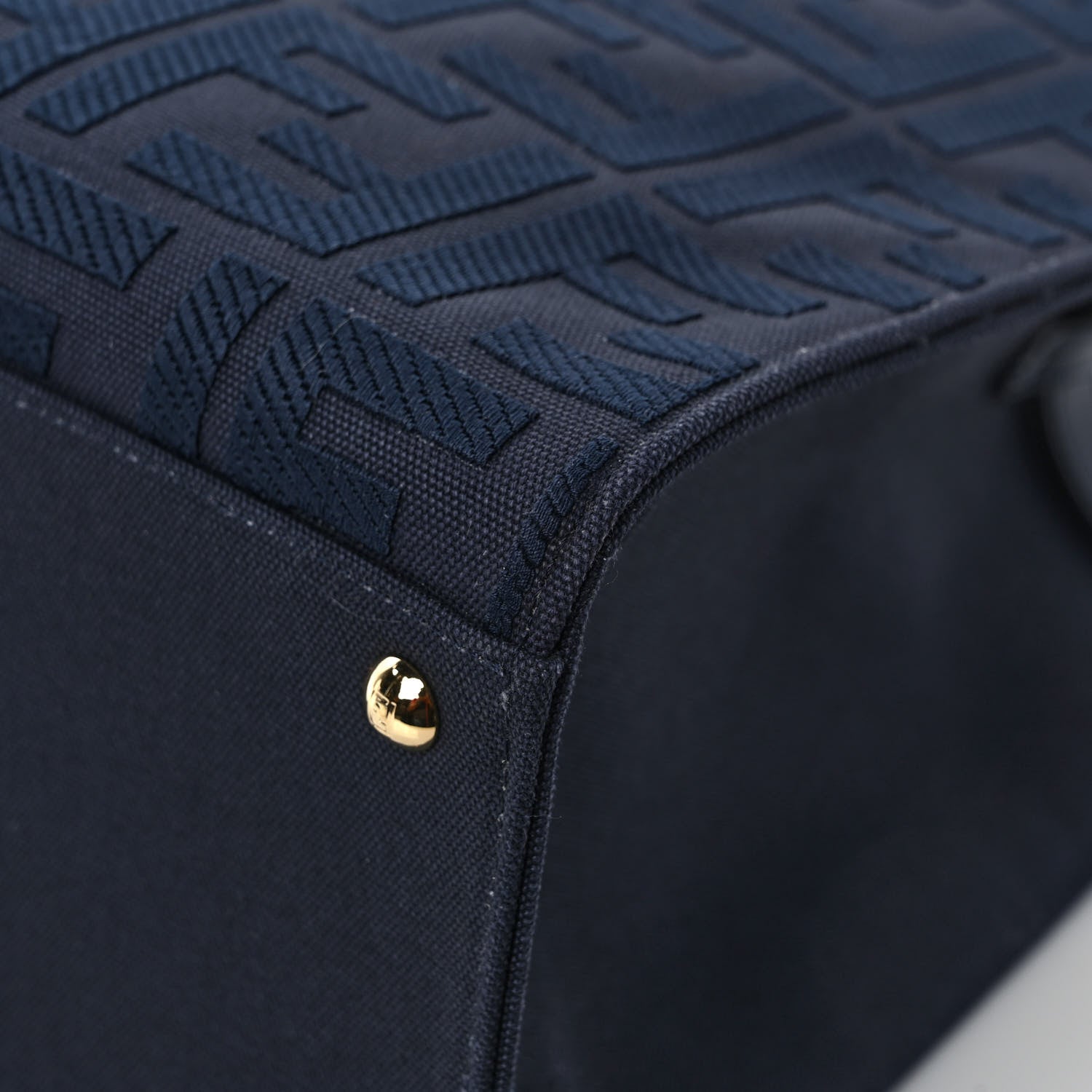 Fendi Canvas Vitello King FF Embroidered Medium Peekaboo X-Tote Marino 10 of 10