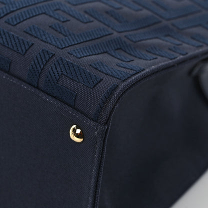 Fendi Canvas Vitello King FF Embroidered Medium Peekaboo X-Tote Marino 10 of 10