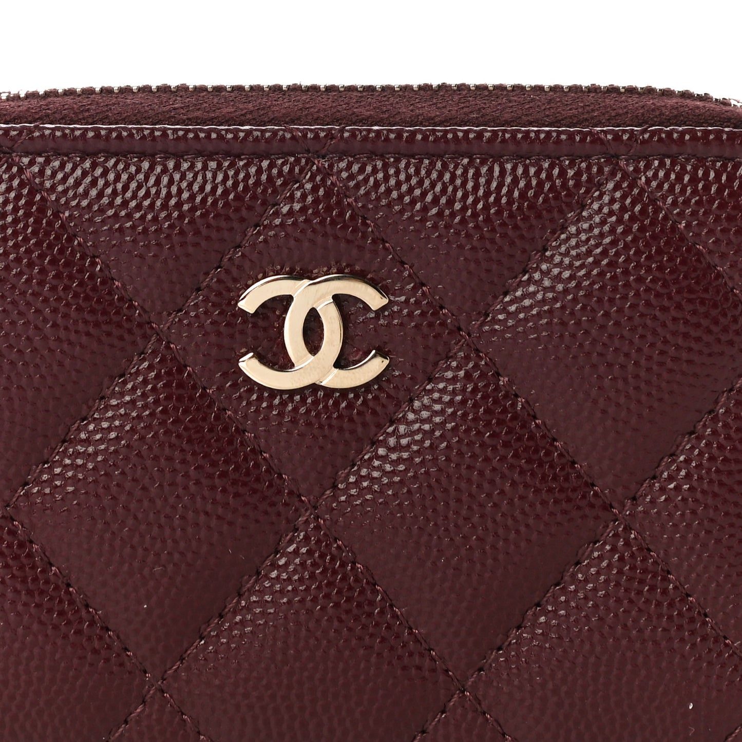 Caviar Quilted Zip Coin Purse Burgundy