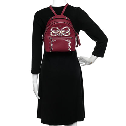 Fendi Vitello Liberty Pearl Romantic Bow Mini Backpack Black Cherry 2 of 9