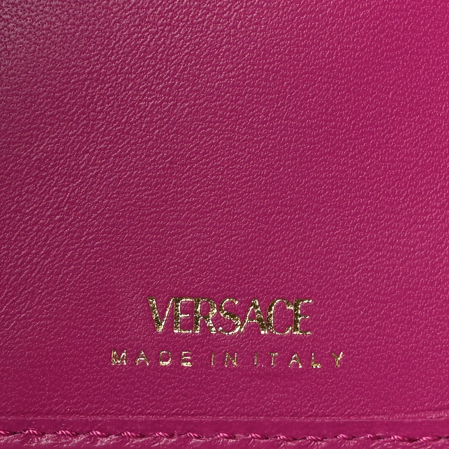 Nappa Quilted Medusa Compact Zip Around Wallet Pink