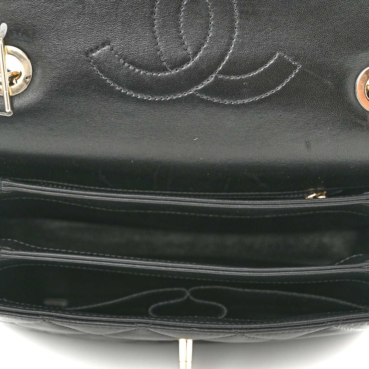 Lambskin Quilted Small Trendy CC Dual Handle Flap Bag Black
