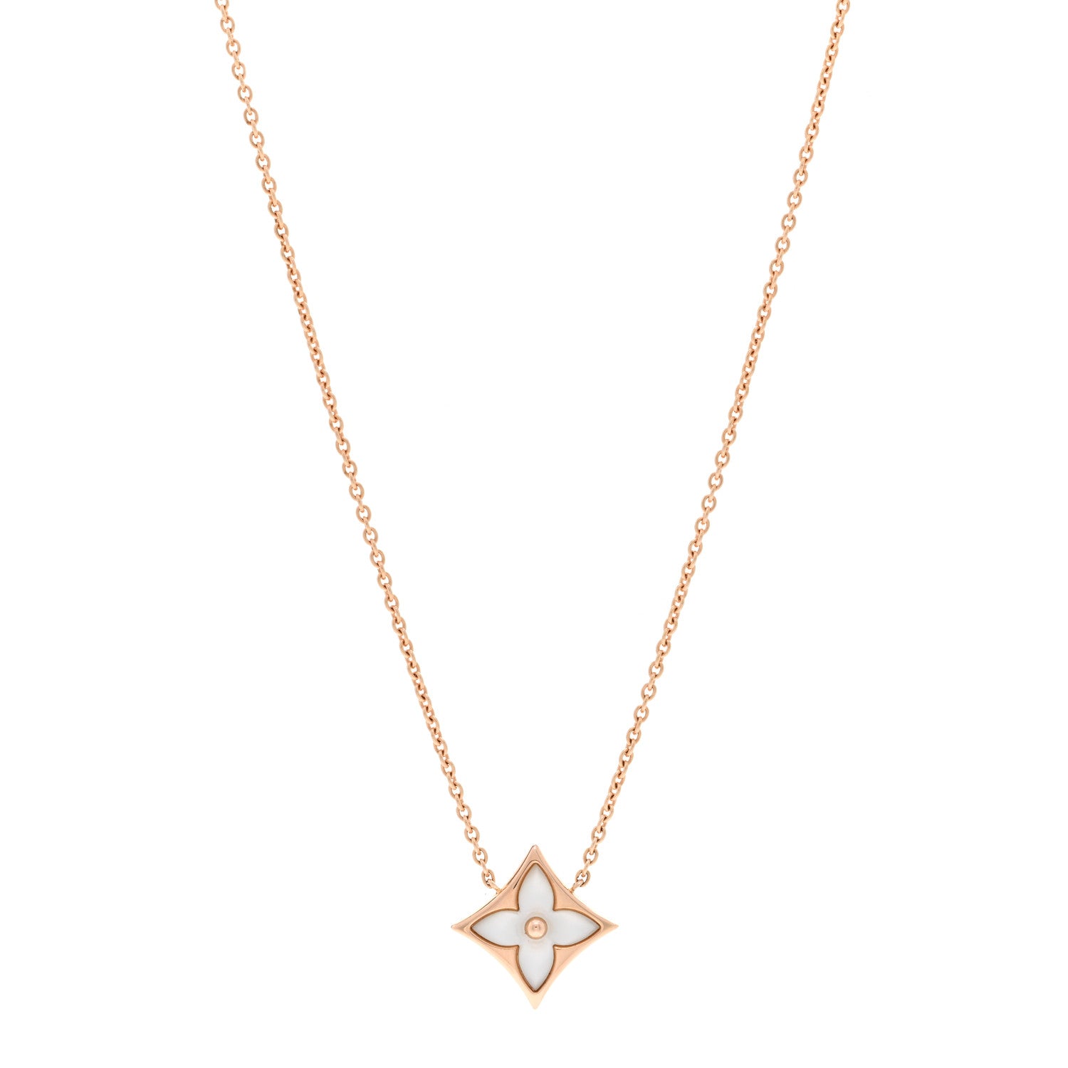 Louis Vuitton 18K Pink Gold Mother Of Pearl Blossom Pendant Necklace 1 of 5