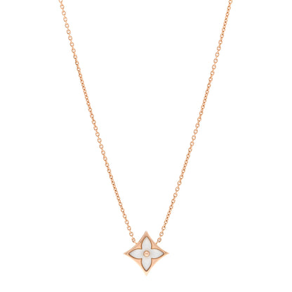 Louis Vuitton 18K Pink Gold Mother Of Pearl Blossom Pendant Necklace 1 of 5