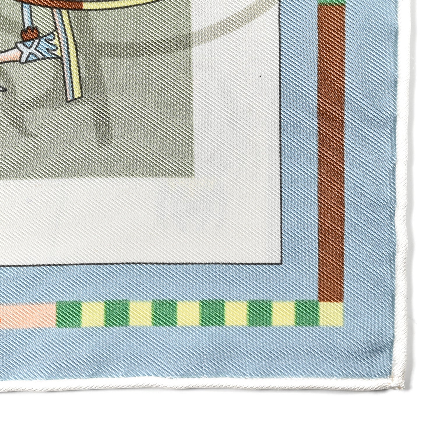 Silk Voitures en Equilibre Scarf 45 Vert Amande Bleu Glacier Jaune