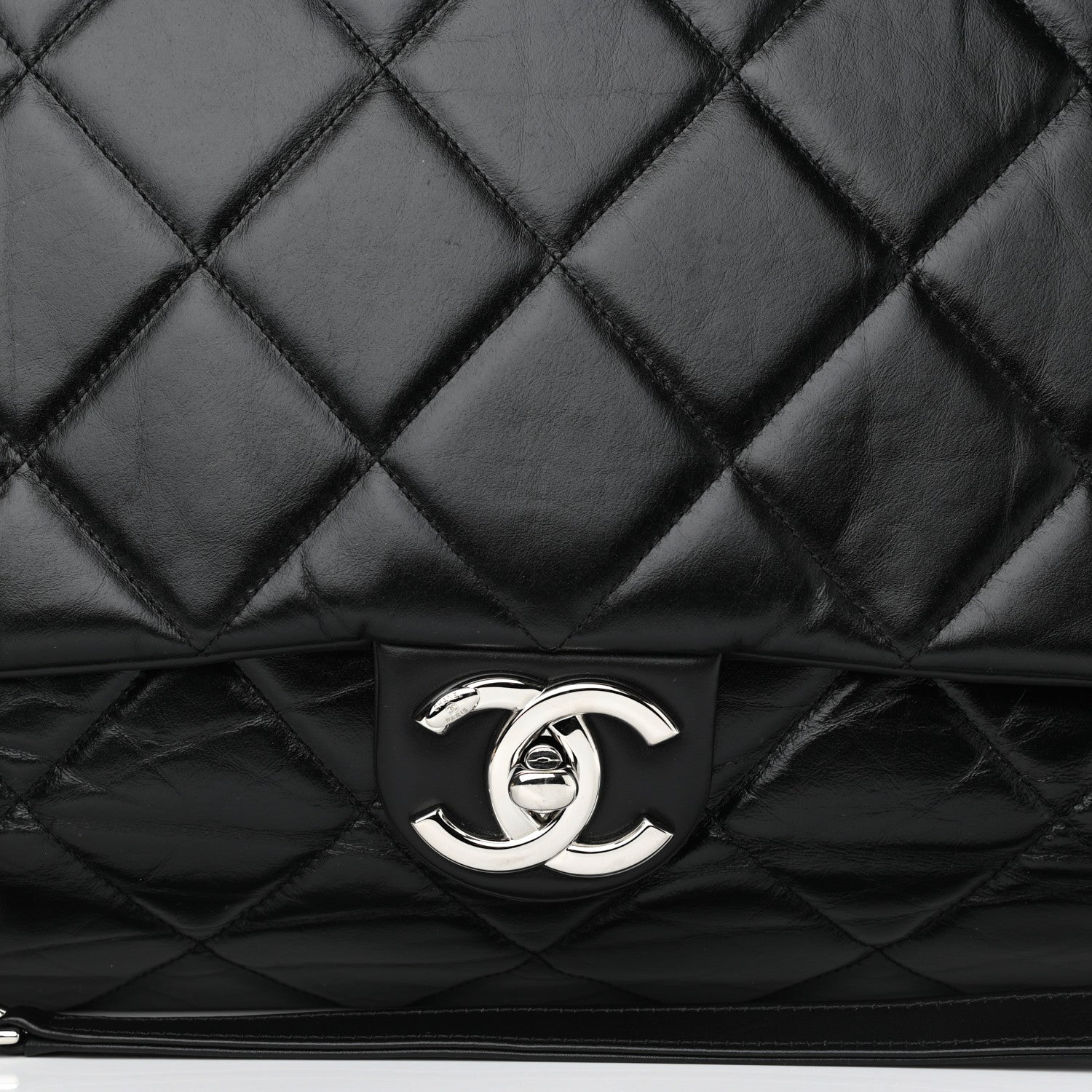 Chanel Aged Calfskin Quilted Large Express Bowling Bag Black 8 of 11