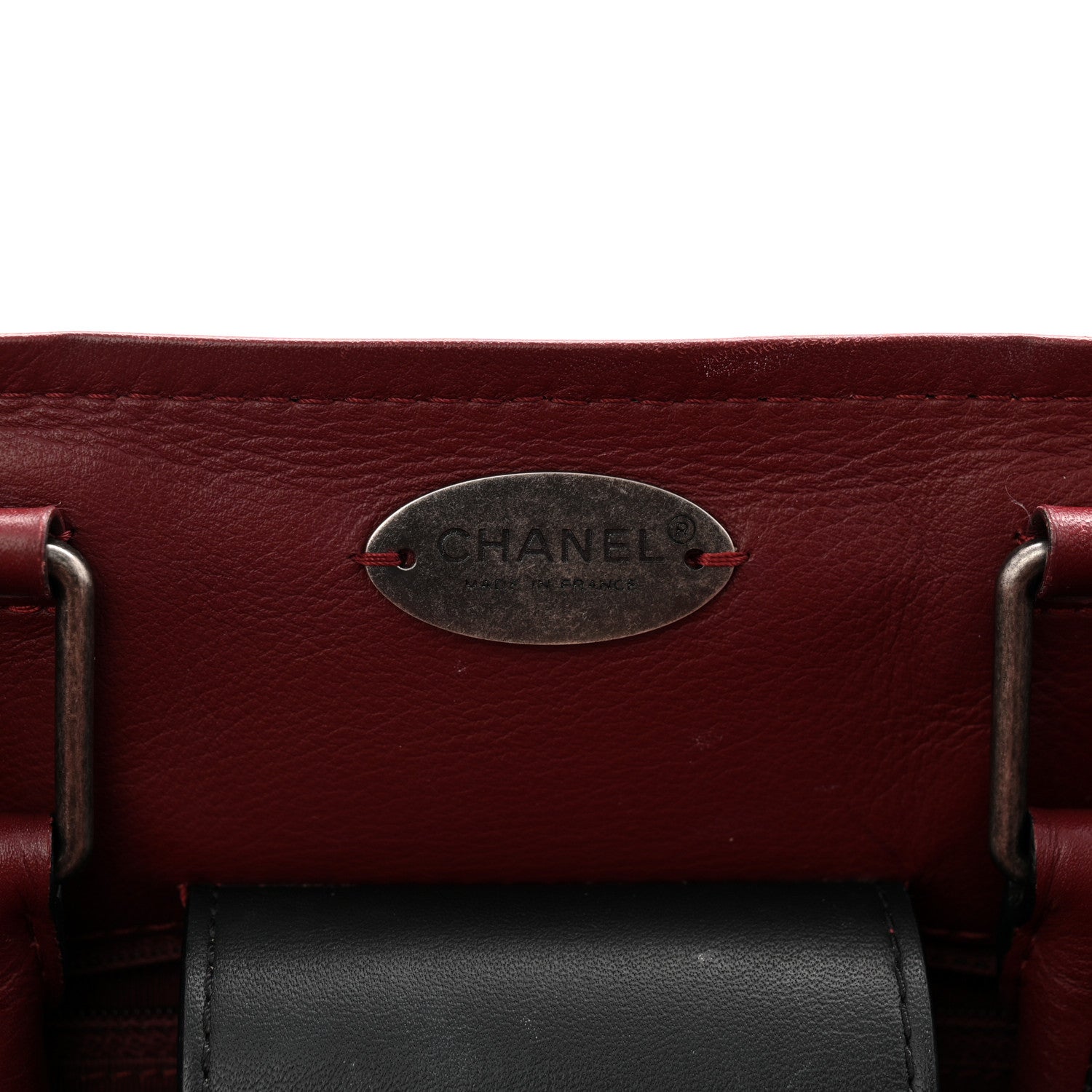 Chanel Bullskin Stitched Bi-Color Large Shopping Black 6 of 11