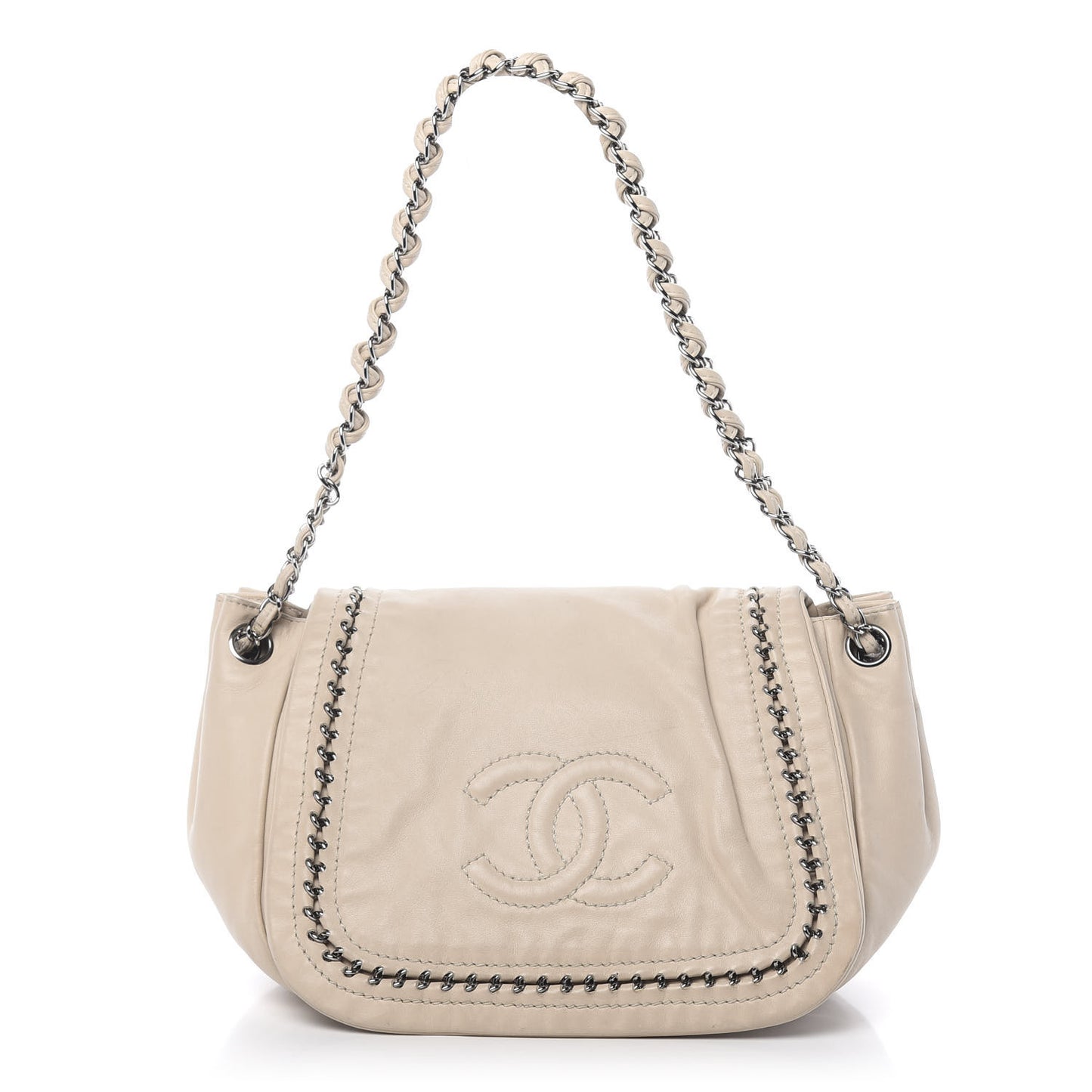 Smooth Calfskin Luxe Ligne Flap Light Beige