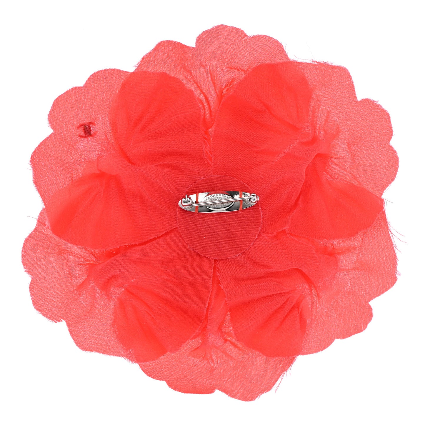 Fabric Camellia Flower Brooch Orange