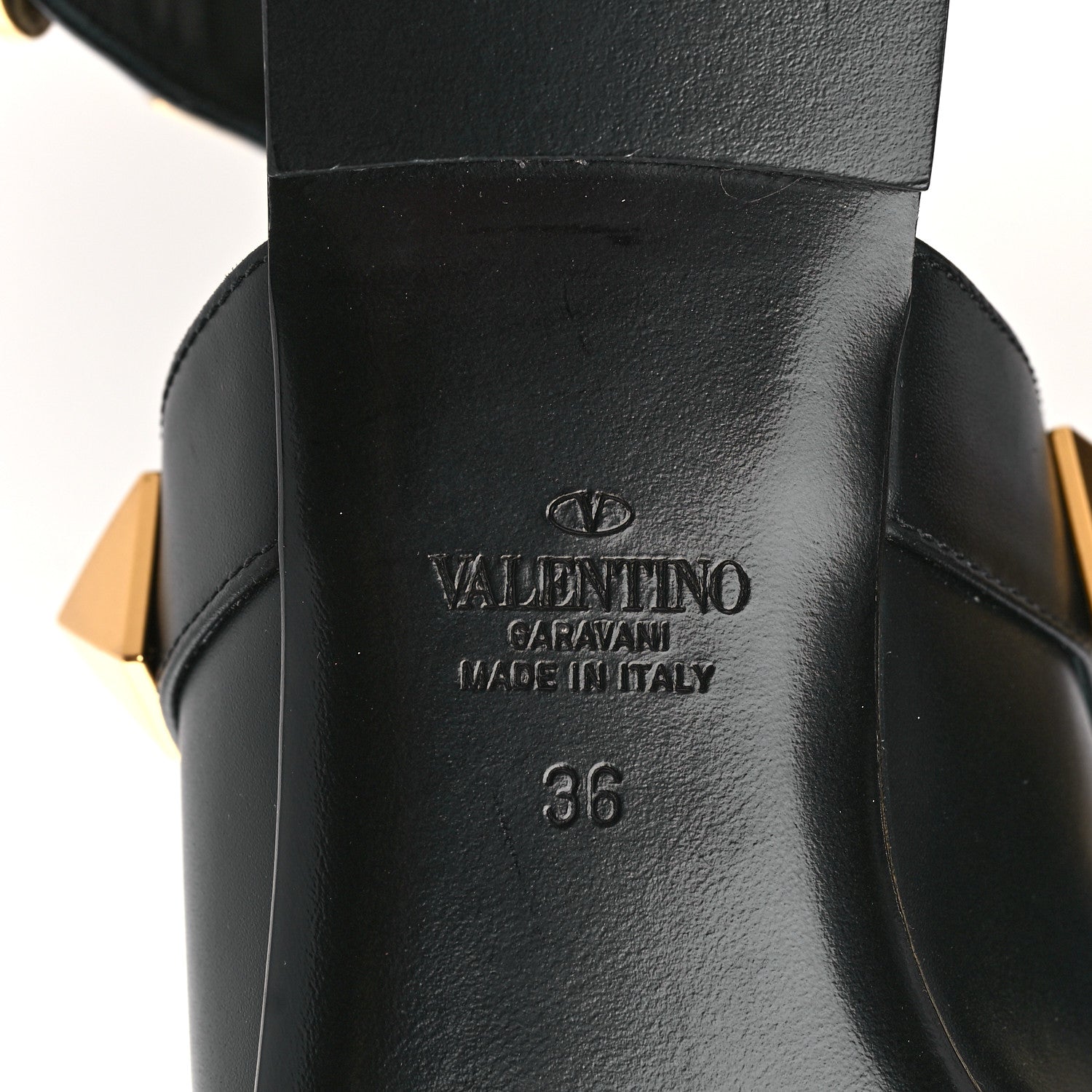 Valentino Garavani Calfskin Roman Stud Ankle Strap Flat Mules 36 Black 7 of 8
