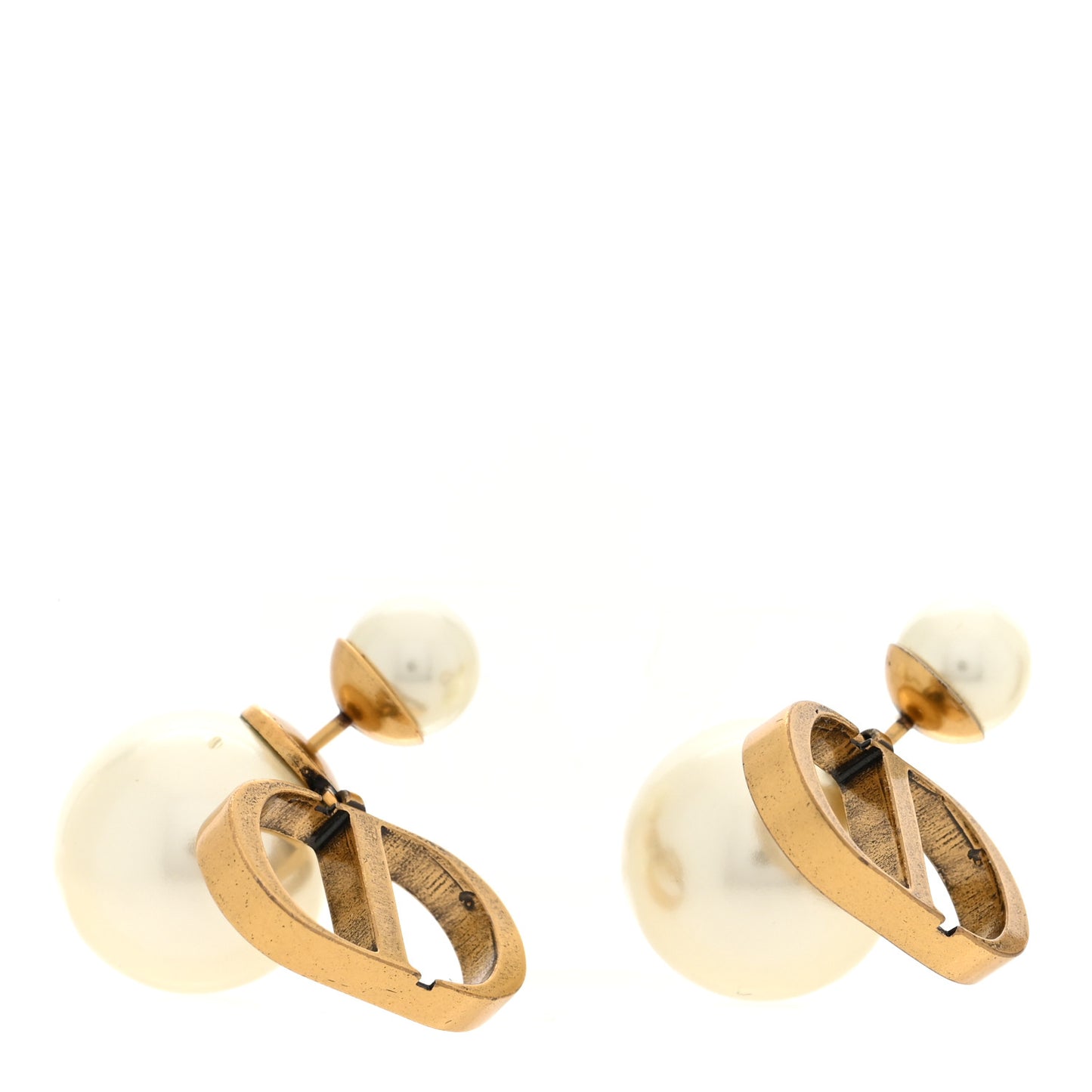 Metal Pearl Tribales Earrings Gold