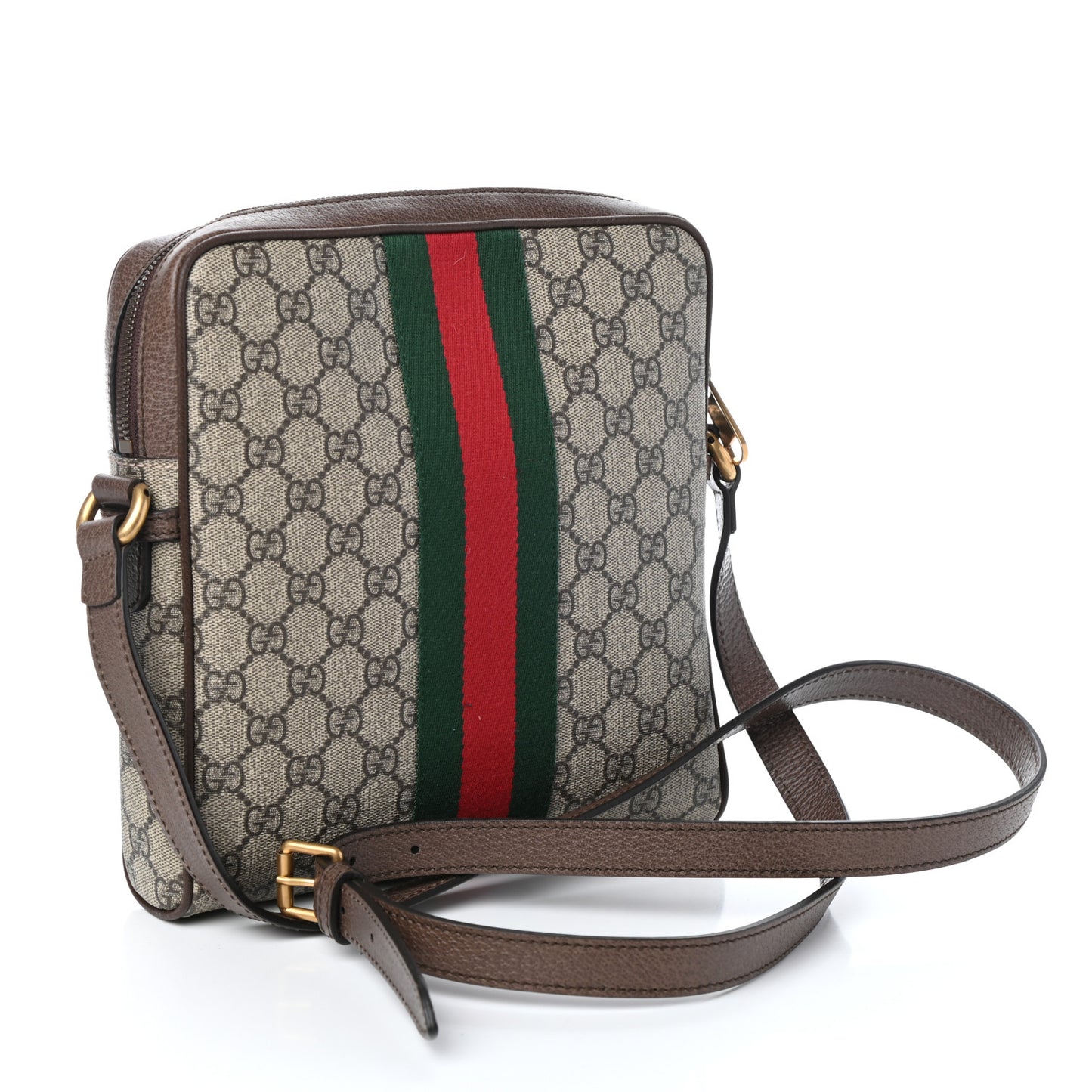 GG Supreme Monogram Web Small Ophidia Messenger Bag Brown