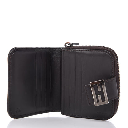 Fendi Zucchino Vitello Compact Wallet Testa di Moro Beige 4 of 9