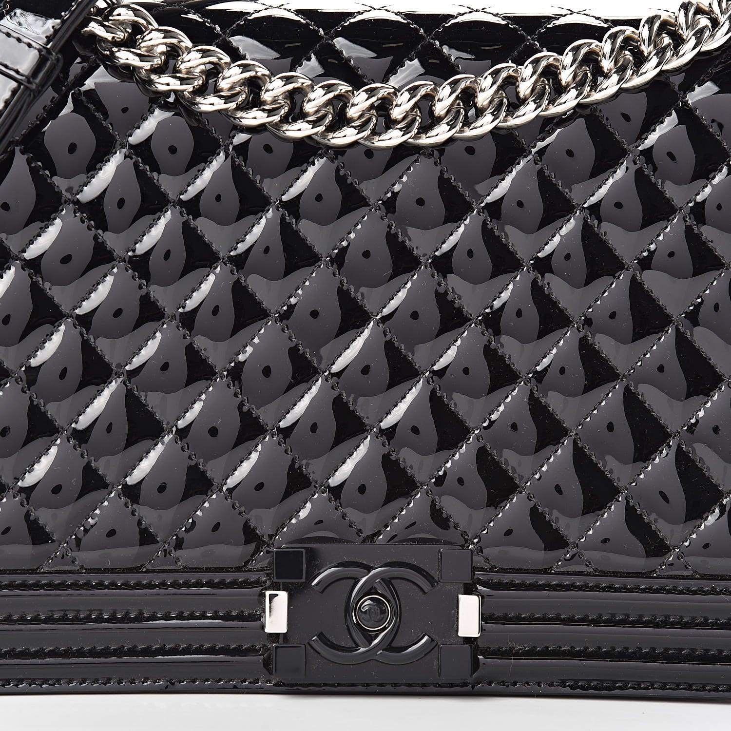 Chanel Patent Calfskin Quilted New Medium Plexiglass Boy Flap Black 8 of 11