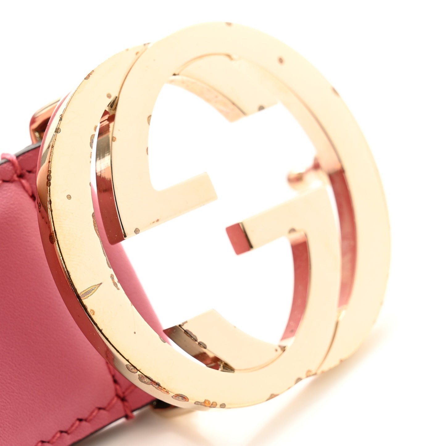 Moon Calfskin Interlocking G 37mm Belt 95 38 Glossy Pink