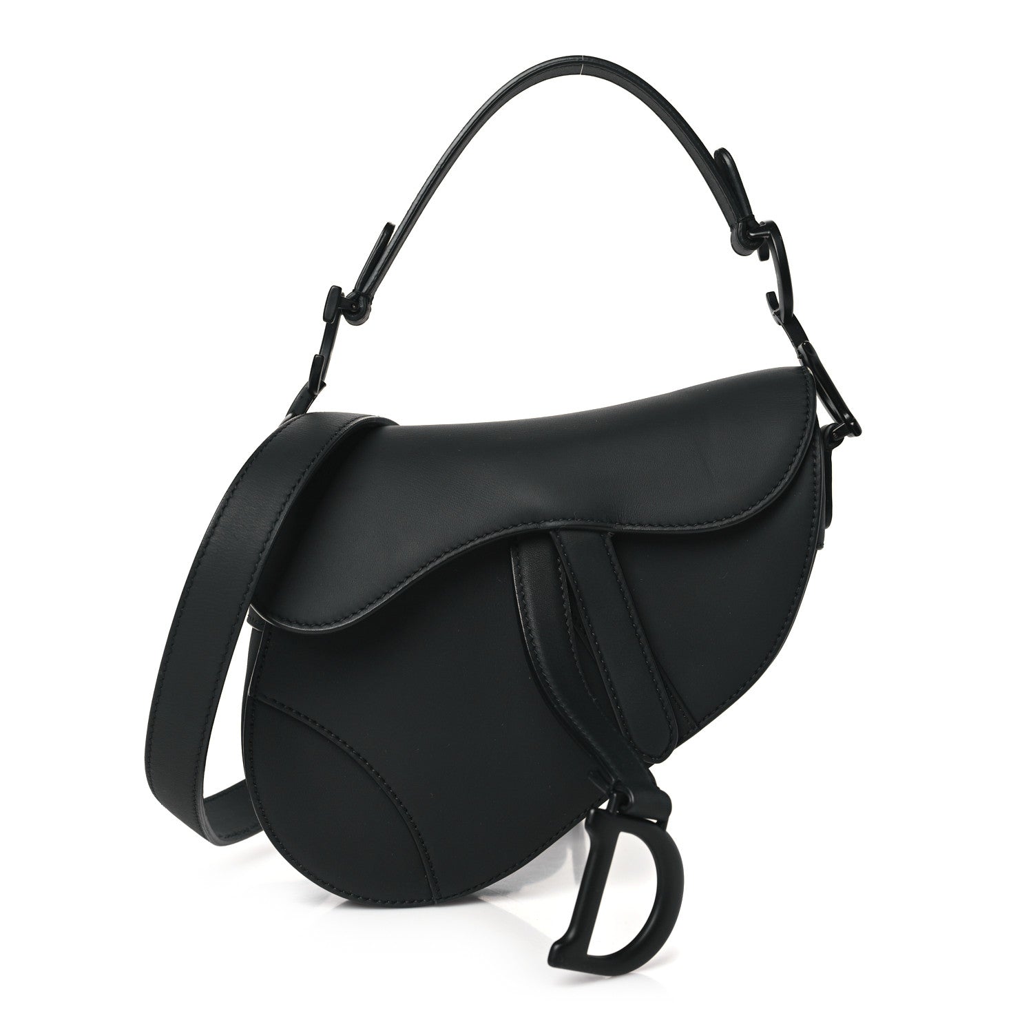 Christian Dior Ultra Matte Calfskin Mini Saddle Bag With Strap Black 1 of 10