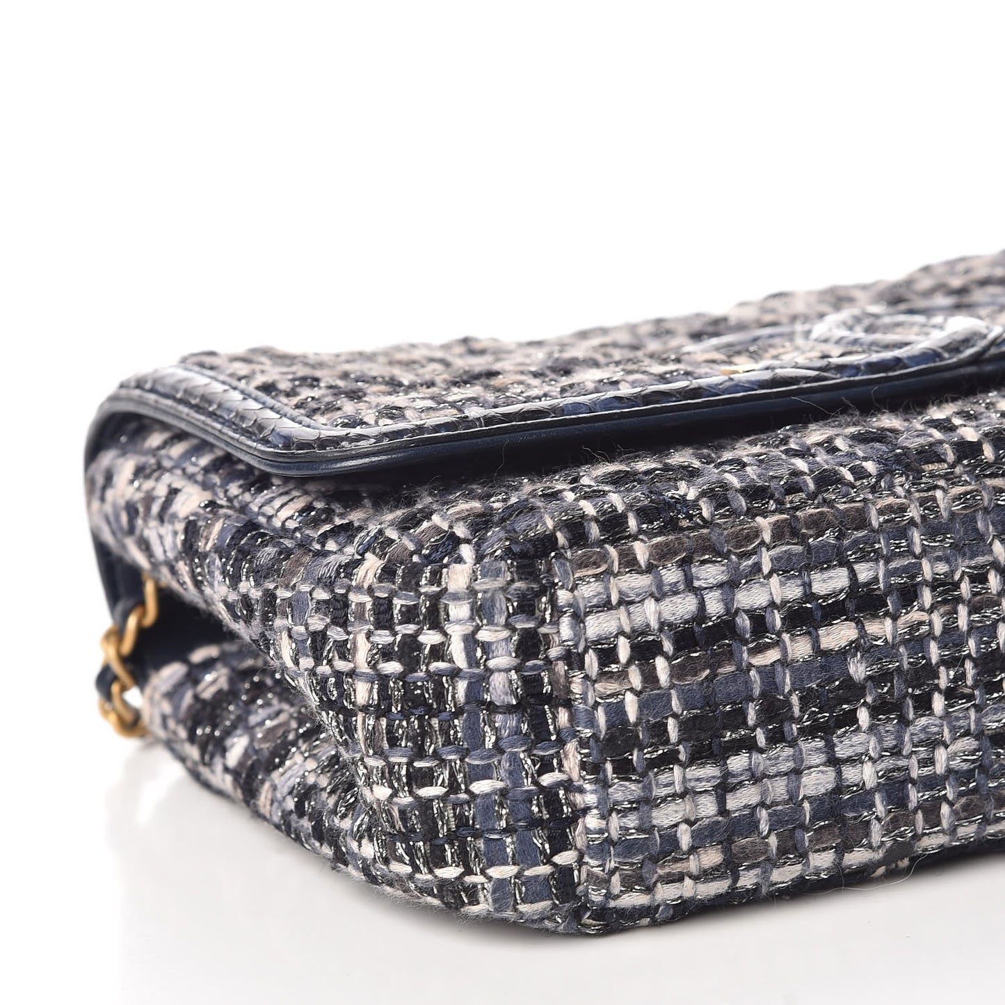 Tweed Snakeskin Quilted Small CC Filigree Flap Multicolor